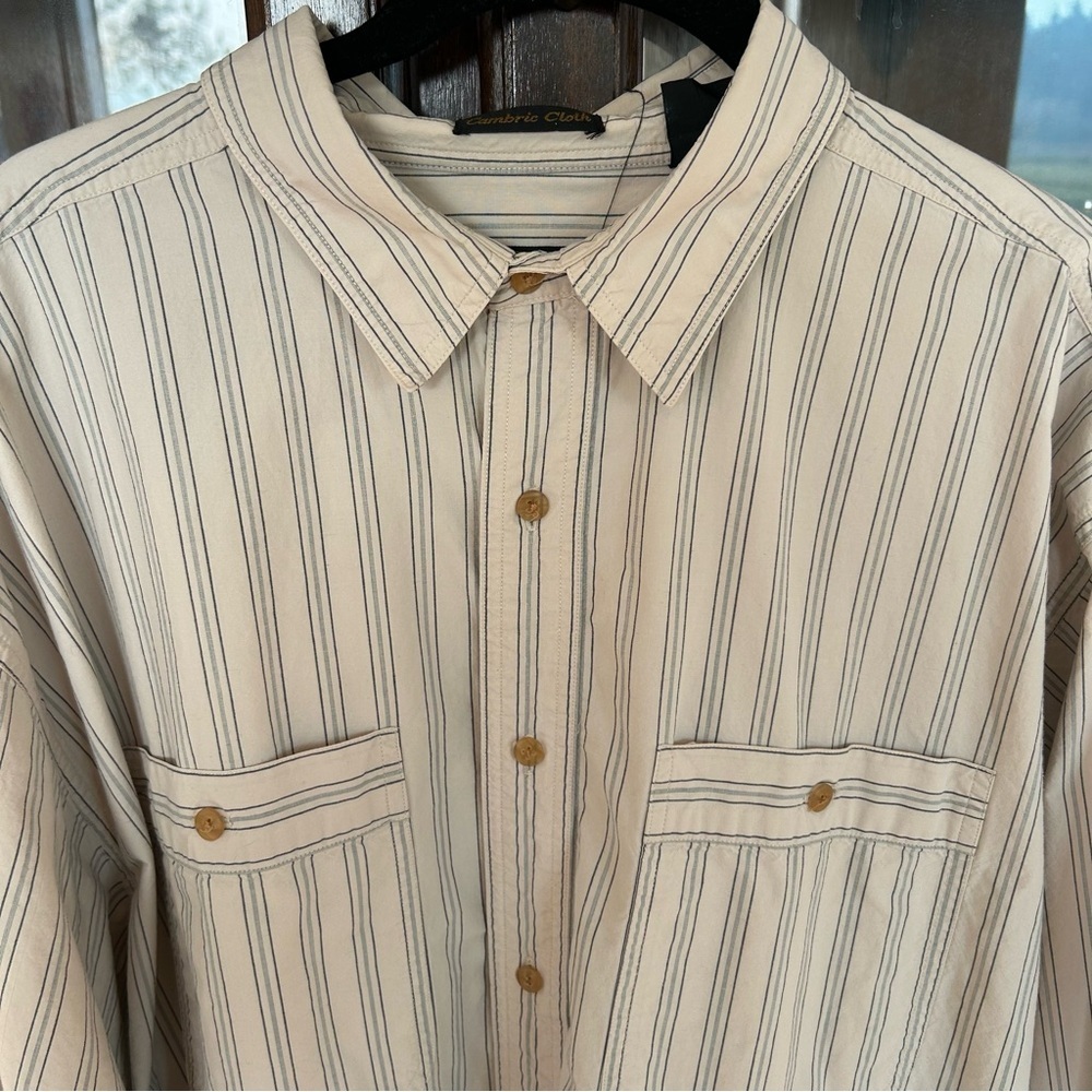 Vintage 70-80’s Eddie Bauer Cambric Cloth Striped Shirt Size XL - Picture 4 of 9